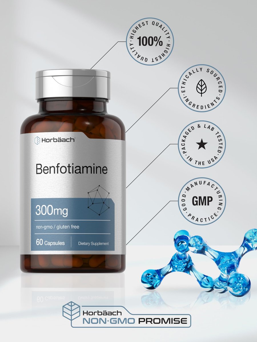Horbaach Benfotiamin 300 mg | 60 Kapseln | Vitamin B1 Thiamin | Non-GMO & Glutenfrei