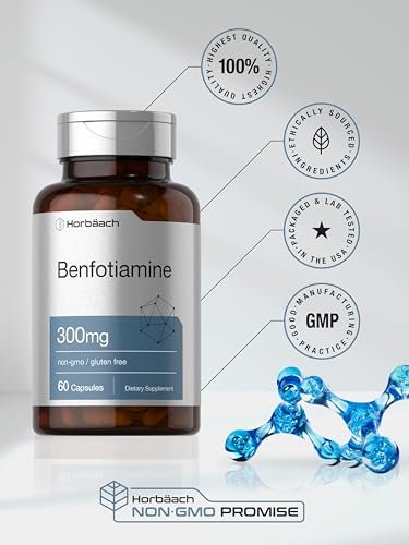 Horbaach Benfotiamin 300 mg | 60 Kapseln | Vitamin B1 Thiamin | Non-GMO & Glutenfrei