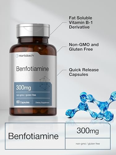 Horbaach Benfotiamin 300 mg | 60 Kapseln | Vitamin B1 Thiamin | Non-GMO & Glutenfrei