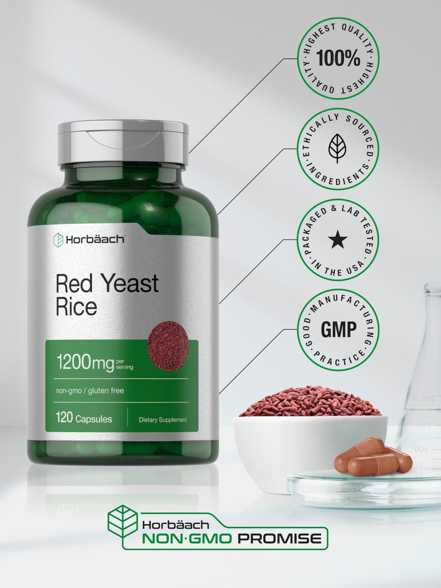 Horbäach Roter Reis 1200 mg | 120 Kapseln | Non-GMO, Glutenfrei