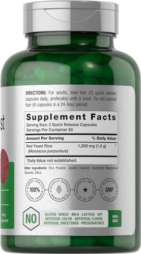 Horbäach Roter Reis 1200 mg | 120 Kapseln | Non-GMO, Glutenfrei