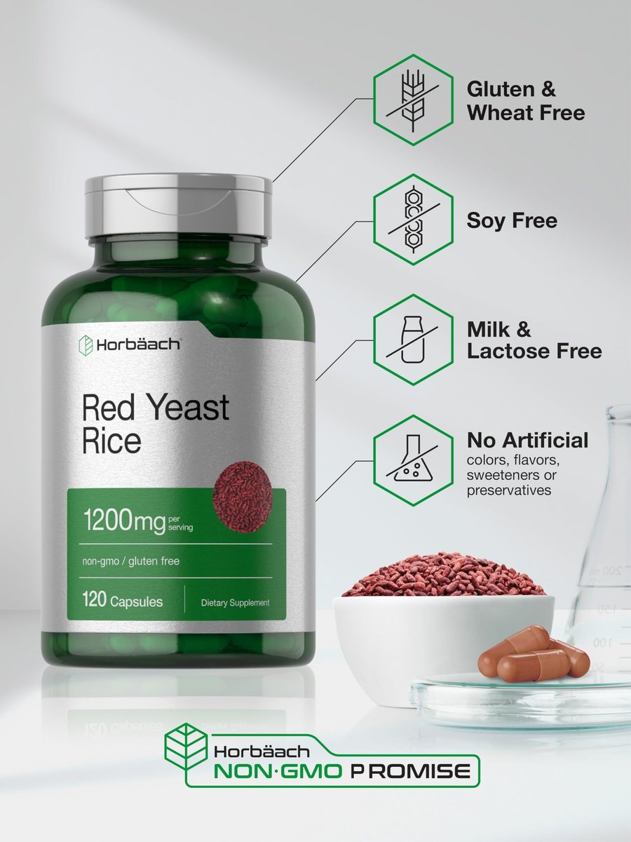 Horbäach Roter Reis 1200 mg | 120 Kapseln | Non-GMO, Glutenfrei