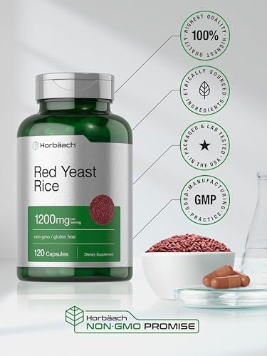 Horbäach Roter Reis 1200 mg | 120 Kapseln | Non-GMO, Glutenfrei