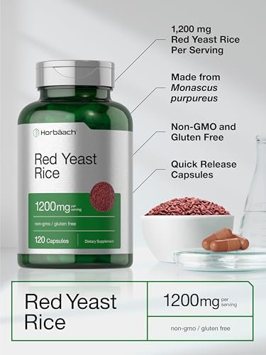 Horbäach Roter Reis 1200 mg | 120 Kapseln | Non-GMO, Glutenfrei