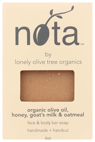 Nota Face & Body Bar Seife, Bio-Olivenöl, Honig, Ziegenmilch und Haferflocken, 170 g (1er-Pack)