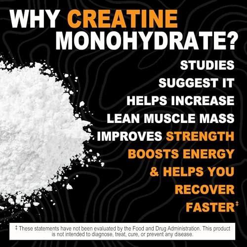 It's Just! - Kreatin Monohydrat Pulver, Reines Kreatinpulver, Hergestellt in den USA, 3rd Party Laborgetestet, 5g pro Portion, Messlöffel inklusive, Keine Füllstoffe, Kein zugesetzter Geschmack (Geschmacksneutral, 200g / 40 Portionen)