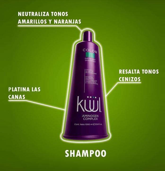 KUUL MATIZANT SHAMPOO 33,81 oz - Lila Shampoo für graues, blondes und blondiertes Haar (Lila Flüssigkeit) - 1000 ml