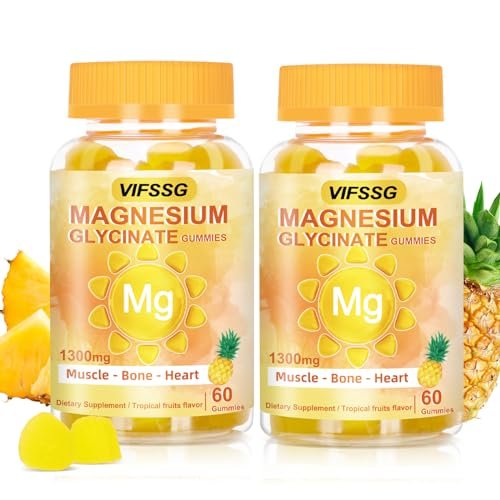 VIFSSG Magnesium Glycinat Gummies 500 mg – Zuckerfreies Triple Magnesium Komplex mit Malat 400 mg, Citrat 400 mg – Vegane Magnesium Gummis für Frauen und Männer – 120 Stück