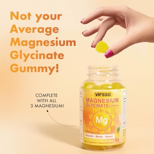 VIFSSG Magnesium Glycinat Gummies 500 mg – Zuckerfreies Triple Magnesium Komplex mit Malat 400 mg, Citrat 400 mg – Vegane Magnesium Gummis für Frauen und Männer – 120 Stück