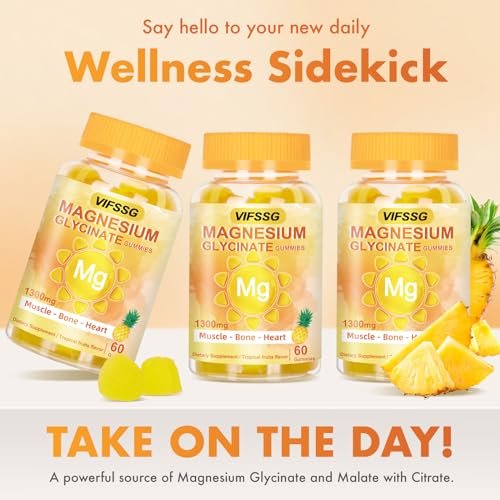 VIFSSG Magnesium Glycinat Gummies 500 mg – Zuckerfreies Triple Magnesium Komplex mit Malat 400 mg, Citrat 400 mg – Vegane Magnesium Gummis für Frauen und Männer – 120 Stück