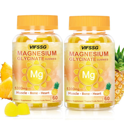 VIFSSG Magnesium Glycinat Gummies 500 mg – Zuckerfreies Triple Magnesium Komplex mit Malat 400 mg, Citrat 400 mg – Vegane Magnesium Gummis für Frauen und Männer – 120 Stück