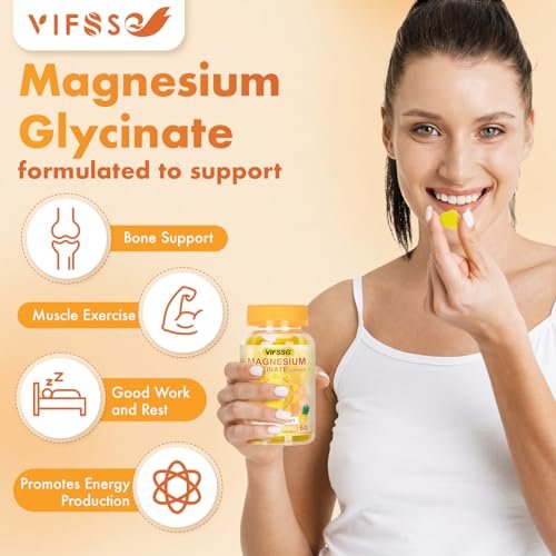 VIFSSG Magnesium Glycinat Gummies 500 mg – Zuckerfreies Triple Magnesium Komplex mit Malat 400 mg, Citrat 400 mg – Vegane Magnesium Gummis für Frauen und Männer – 120 Stück