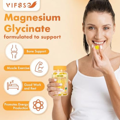 VIFSSG Magnesium Glycinat Gummies 500 mg – Zuckerfreies Triple Magnesium Komplex mit Malat 400 mg, Citrat 400 mg – Vegane Magnesium Gummis für Frauen und Männer – 120 Stück