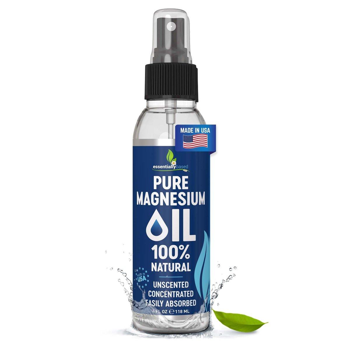 Reines Magnesiumöl Spray 4oz – Topisches Magnesiumspray für Schlaf & Füße – Extra Stärke – USP-Qualität – 100% natürlich & organisch – gegen Muskelkater & Krämpfe – Weniger Brennen – Weniger Jucken – Hergestellt in den USA