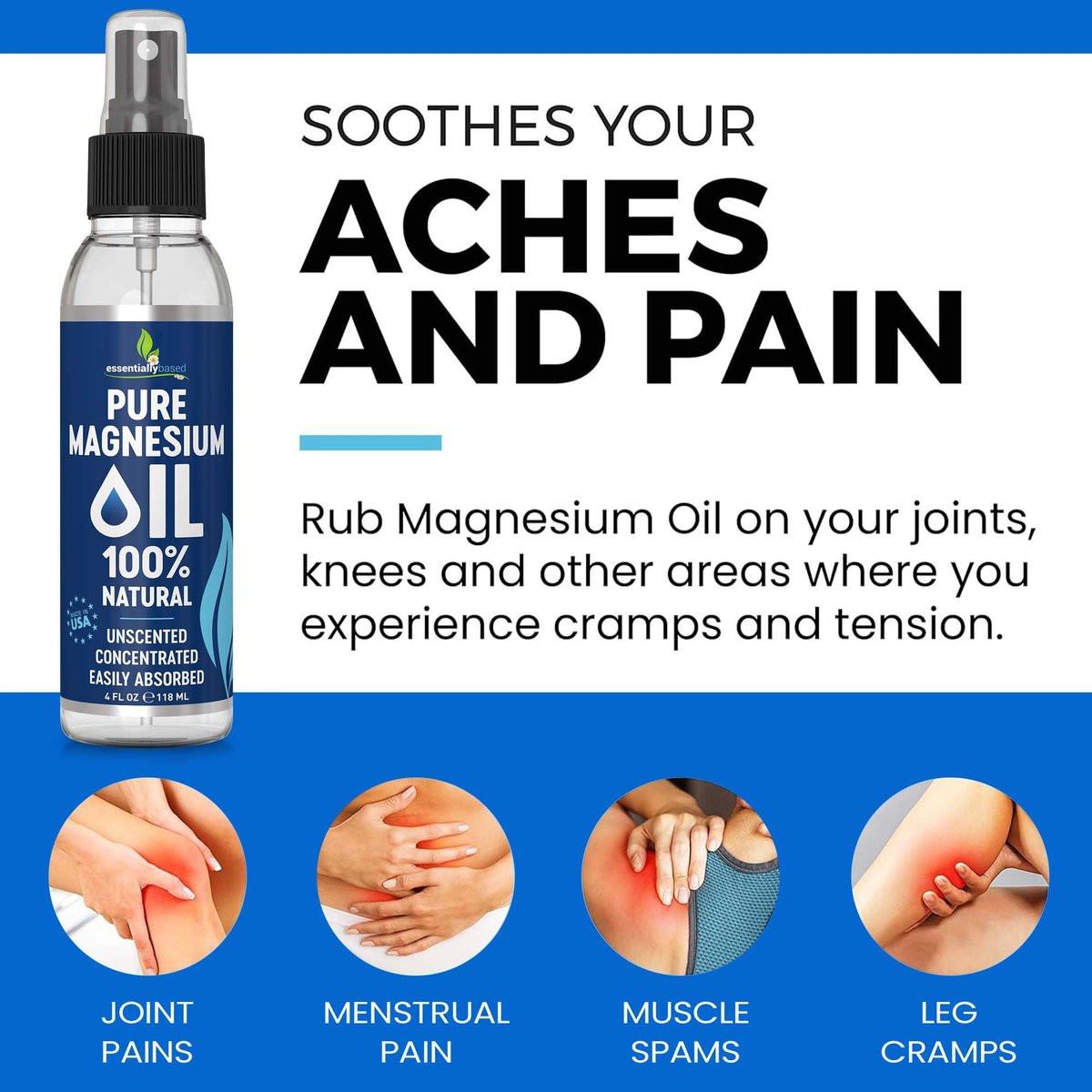 Reines Magnesiumöl Spray 4oz – Topisches Magnesiumspray für Schlaf & Füße – Extra Stärke – USP-Qualität – 100% natürlich & organisch – gegen Muskelkater & Krämpfe – Weniger Brennen – Weniger Jucken – Hergestellt in den USA