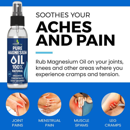 Reines Magnesiumöl Spray 4oz – Topisches Magnesiumspray für Schlaf & Füße – Extra Stärke – USP-Qualität – 100% natürlich & organisch – gegen Muskelkater & Krämpfe – Weniger Brennen – Weniger Jucken – Hergestellt in den USA