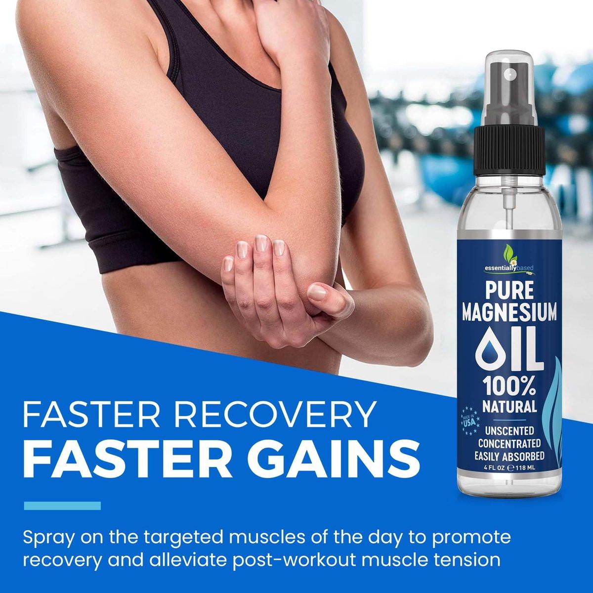 Reines Magnesiumöl Spray 4oz – Topisches Magnesiumspray für Schlaf & Füße – Extra Stärke – USP-Qualität – 100% natürlich & organisch – gegen Muskelkater & Krämpfe – Weniger Brennen – Weniger Jucken – Hergestellt in den USA