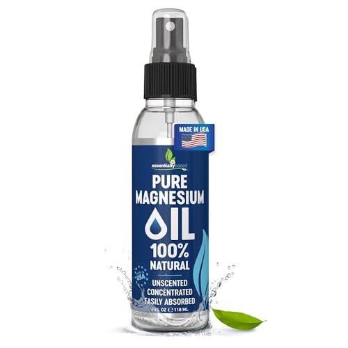 Reines Magnesiumöl Spray 4oz – Topisches Magnesiumspray für Schlaf & Füße – Extra Stärke – USP-Qualität – 100% natürlich & organisch – gegen Muskelkater & Krämpfe – Weniger Brennen – Weniger Jucken – Hergestellt in den USA