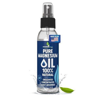 Reines Magnesiumöl Spray 4oz – Topisches Magnesiumspray für Schlaf & Füße – Extra Stärke – USP-Qualität – 100% natürlich & organisch – gegen Muskelkater & Krämpfe – Weniger Brennen – Weniger Jucken – Hergestellt in den USA