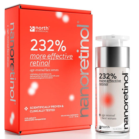 NANORETINOL Retinol Serum – 232 % wirksamer, klinisch geprüft, Nano Retinol Serum für Gesicht und Augenpartie, Anti-Aging & Dunkle Flecken Entferner, weniger reizend als Tretinoin