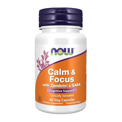 Now Supplements Calm & Focus mit Zembrin® & GABA – Kognitive Unterstützung, klinisch validiert, 60 vegane Kapseln