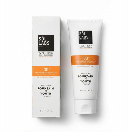SOL LABS Mineral Sonnenschutz SPF 30 Gesicht & Körper – Leichte, feuchtigkeitsspendende Tagespflege – Kein Weißstich – Anti-Aging mit Niacinamid, Zinkoxid – Riffreundliche koreanische Hautpflege – 118 ml