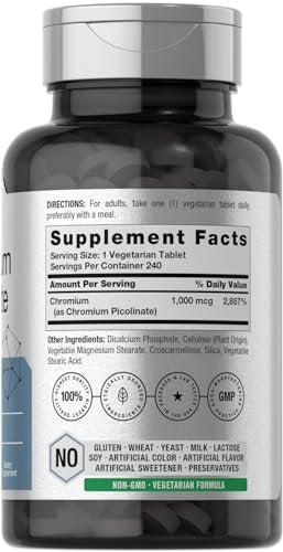 Horbäach Chrompicolinat 1000 mcg | 240 Tabletten | Vegetarisch, Nicht-GVO & Glutenfrei