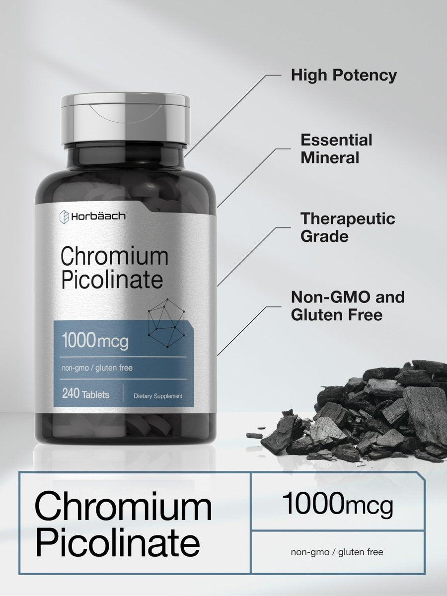 Horbäach Chrompicolinat 1000 mcg | 240 Tabletten | Vegetarisch, Nicht-GVO & Glutenfrei