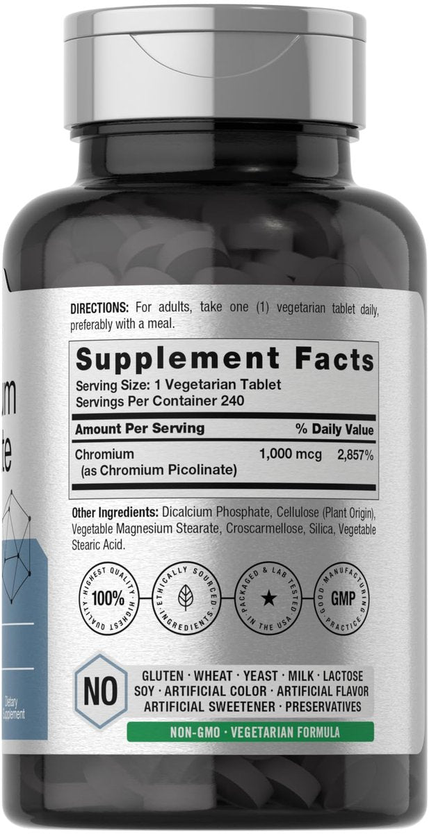 Horbäach Chrompicolinat 1000 mcg | 240 Tabletten | Vegetarisch, Nicht-GVO & Glutenfrei