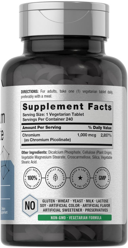 Horbäach Chrompicolinat 1000 mcg | 240 Tabletten | Vegetarisch, Nicht-GVO & Glutenfrei