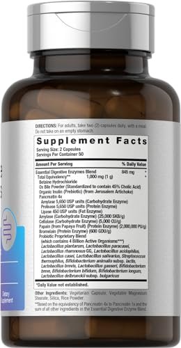 Horbäach Essentielle Verdauungsenzyme | 100 Kapseln | Enzymmischung für Männer & Frauen | Non-GMO & Glutenfrei