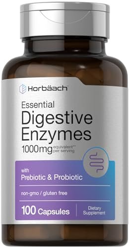 Horbäach Essentielle Verdauungsenzyme | 100 Kapseln | Enzymmischung für Männer & Frauen | Non-GMO & Glutenfrei