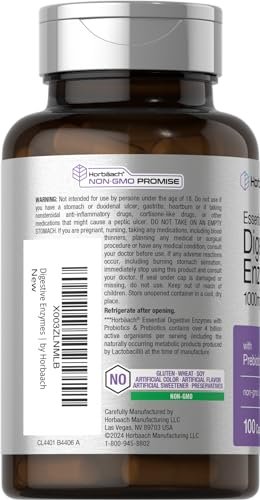 Horbäach Essentielle Verdauungsenzyme | 100 Kapseln | Enzymmischung für Männer & Frauen | Non-GMO & Glutenfrei