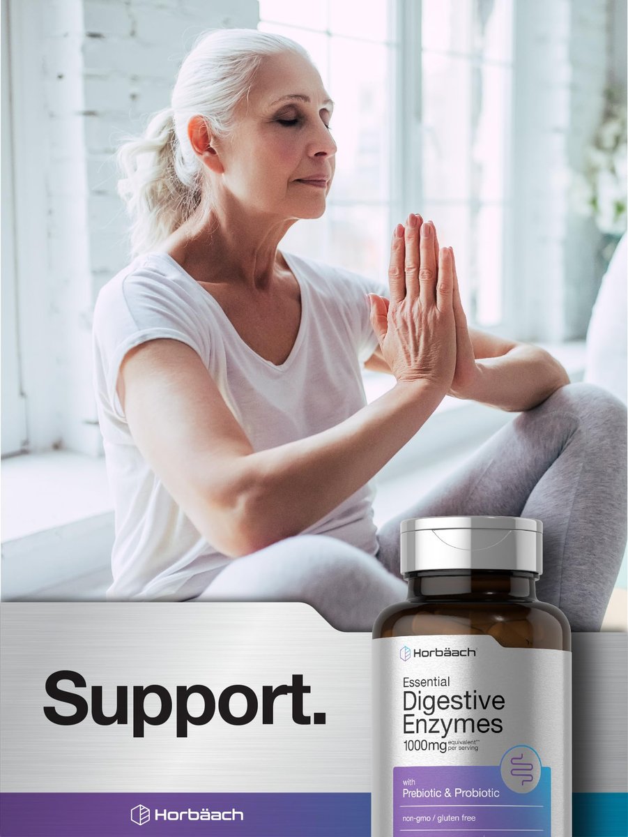 Horbäach Essentielle Verdauungsenzyme | 100 Kapseln | Enzymmischung für Männer & Frauen | Non-GMO & Glutenfrei