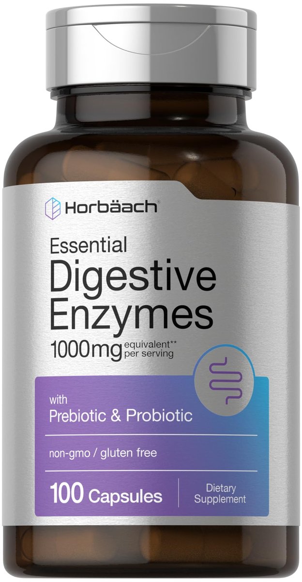 Horbäach Essentielle Verdauungsenzyme | 100 Kapseln | Enzymmischung für Männer & Frauen | Non-GMO & Glutenfrei