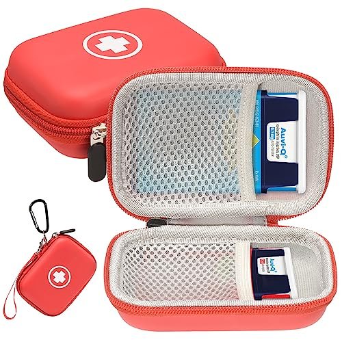 Fukumi Auvi Q Tragekoffer – Tragbare Notfalltasche für 2 Auvi-Q Auto-Injektoren, Asthma-Inhalator, Nasenspray, Allergiemedikamente, Erste-Hilfe-Set, Hartschalen-Reiseetui mit Karabiner und Umhängeband, nur Tasche