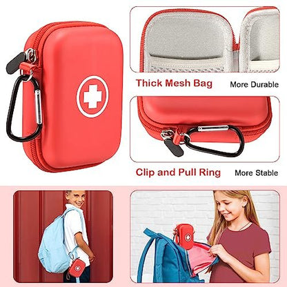 Fukumi Auvi Q Tragekoffer – Tragbare Notfalltasche für 2 Auvi-Q Auto-Injektoren, Asthma-Inhalator, Nasenspray, Allergiemedikamente, Erste-Hilfe-Set, Hartschalen-Reiseetui mit Karabiner und Umhängeband, nur Tasche
