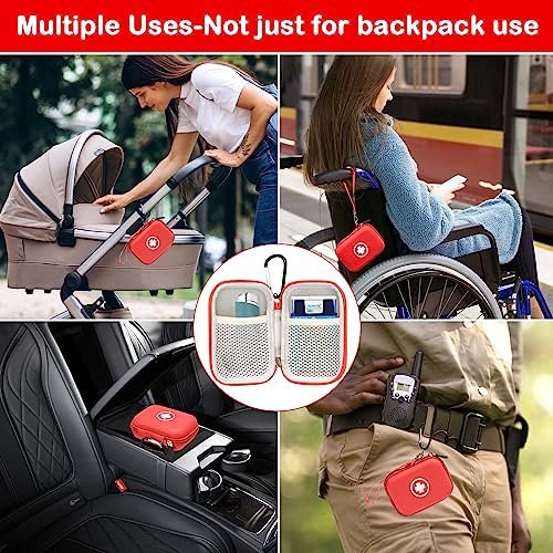 Fukumi Auvi Q Tragekoffer – Tragbare Notfalltasche für 2 Auvi-Q Auto-Injektoren, Asthma-Inhalator, Nasenspray, Allergiemedikamente, Erste-Hilfe-Set, Hartschalen-Reiseetui mit Karabiner und Umhängeband, nur Tasche