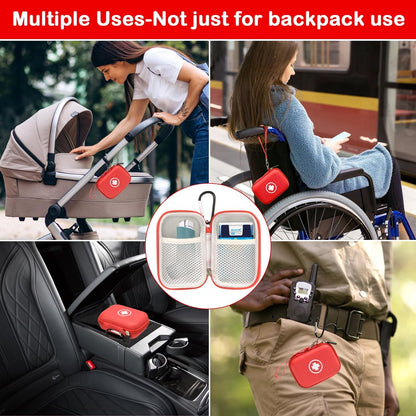 Fukumi Auvi Q Tragekoffer – Tragbare Notfalltasche für 2 Auvi-Q Auto-Injektoren, Asthma-Inhalator, Nasenspray, Allergiemedikamente, Erste-Hilfe-Set, Hartschalen-Reiseetui mit Karabiner und Umhängeband, nur Tasche