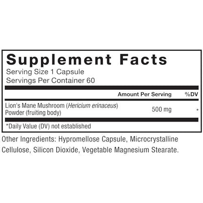 Force Factor Löwenmähne Kapseln – Gedächtnis & Konzentration, unterstützt Nervengesundheit & kognitive Funktion, 100% Fruchtkörper, vegan, gelatinefrei, non-GMO, 60 Kapseln