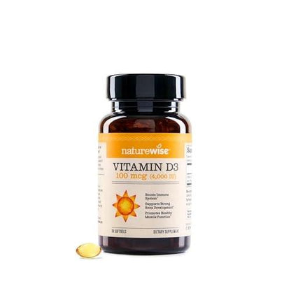 NatureWise Vitamin D3 4000 IE (100 µg) – 30-Tage-Vorrat für Immununterstützung, gesunde Muskelfunktion und Knochengesundheit – Non-GMO, glutenfrei in organischem, nativem Olivenöl (Mini-Weichkapseln), 30 Stück
