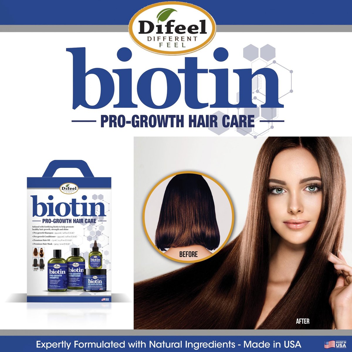 Difeel Biotin Premium Haaröl - Große 12 oz. Flasche