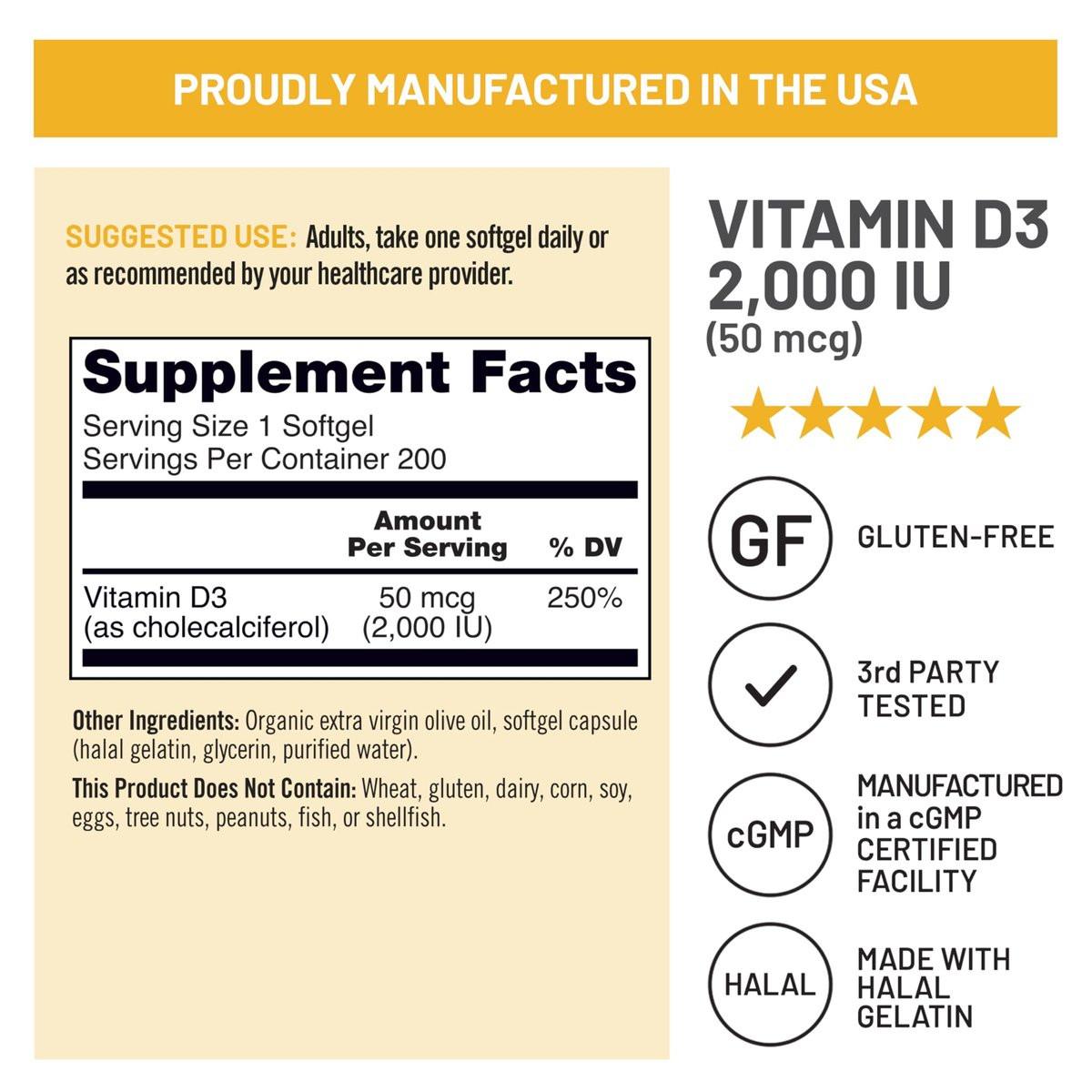 NatureWise Vitamin D3 2000 IE (50 µg) – 200-Tage-Vorrat für Immunsystem, Muskelfunktion und Knochengesundheit – Nicht-GVO, glutenfrei in Bio-Olivenöl (Mini-Weichkapseln), 200 Stück
