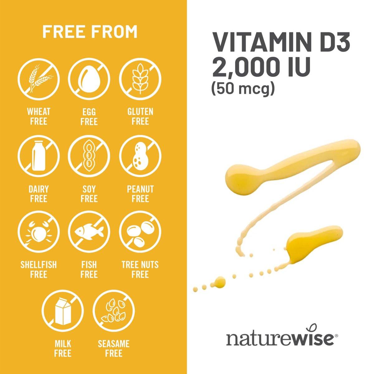 NatureWise Vitamin D3 2000 IE (50 µg) – 200-Tage-Vorrat für Immunsystem, Muskelfunktion und Knochengesundheit – Nicht-GVO, glutenfrei in Bio-Olivenöl (Mini-Weichkapseln), 200 Stück