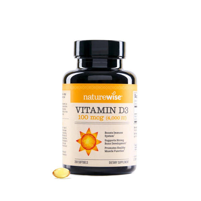 NatureWise Vitamin D3 4000 IU (100 µg) – 200 Kapseln, Immununterstützung, gesunde Muskelfunktion & Knochengesundheit, Non-GMO, glutenfrei in Bio-Olivenöl (Mini-Softgel)