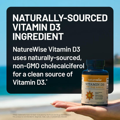NatureWise Vitamin D3 4000 IU (100 µg) – 200 Kapseln, Immununterstützung, gesunde Muskelfunktion & Knochengesundheit, Non-GMO, glutenfrei in Bio-Olivenöl (Mini-Softgel)