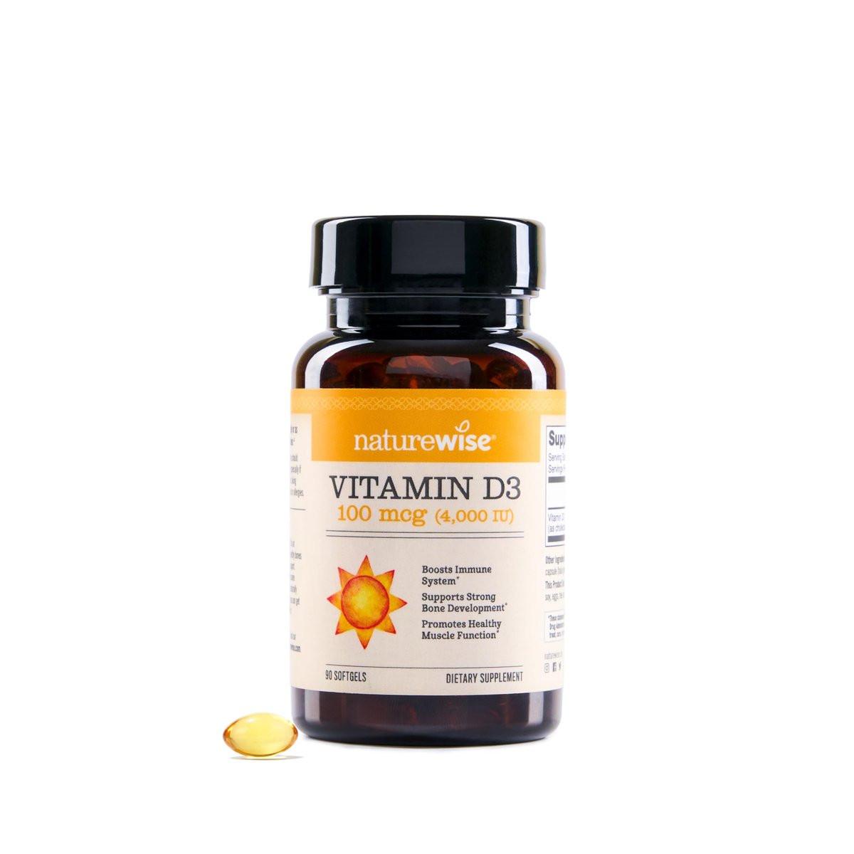 NatureWise Vitamin D3 4000 IE (100 μg) 90-Tage-Vorrat für Immununterstützung, gesunde Muskelfunktion und Knochengesundheit – Nicht-GVO, glutenfrei in organischem, nativem Olivenöl extra (Mini-Weichkapseln), 90 Stück