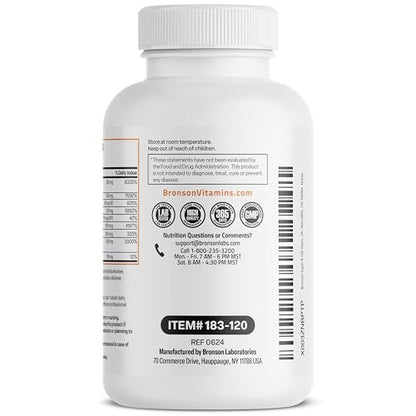 Bronson Super B100 Vitamin B Komplex mit verlängerter Freisetzung – Alle B-Vitamine (B1, B2, B3, B6, B9 – Folsäure, B12), 120 Tabletten