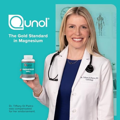 Qunol Magnesium Kapseln 420 mg, 100% des Tagesbedarfs, Hochabsorbierendes Magnesiumpräparat, Extra Stärke, Für Knochen- und Muskelgesundheit, 180 Kapseln