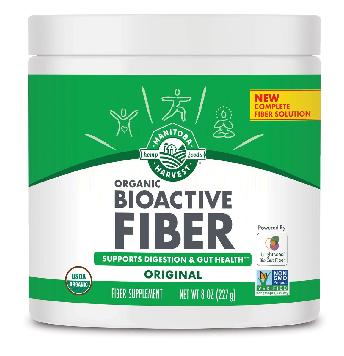 Manitoba Harvest Organischer BioActive Ballaststoff – 6g Ballaststoffe pro Portion, Hanf- & Flohsamenschalenpulver, Non-GMO, Vegan & Koscher, 227g